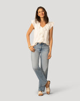 Voile Mix Ruffle Trim Top