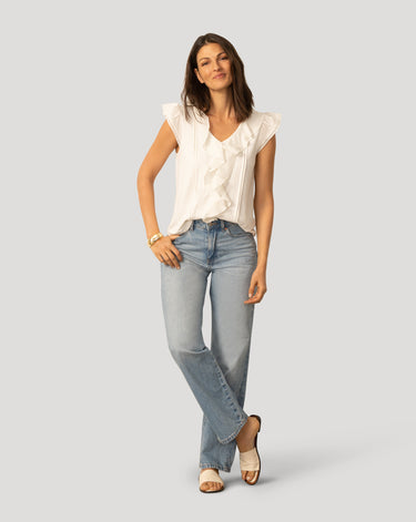 Voile Mix Ruffle Trim Top