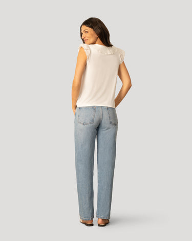 Voile Mix Ruffle Trim Top