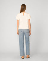 Puff Sleeve Mix Media Trim Top