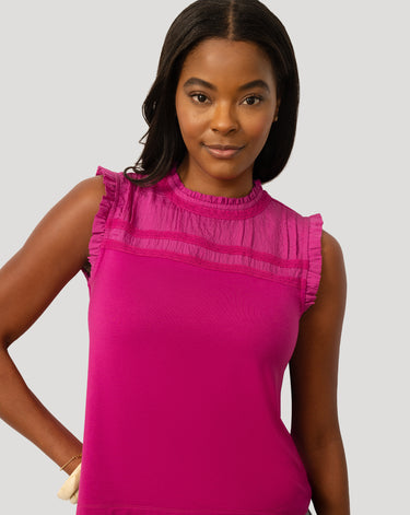 Mixed Media Ruffle Sleeve Top
