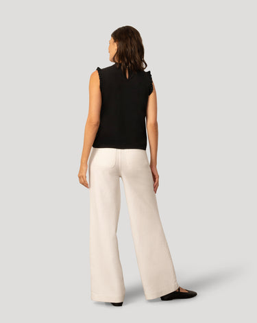 Mixed Media Ruffle Sleeve Top