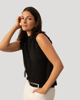 Mixed Media Ruffle Sleeve Top