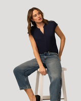 Split Neck Slub Terry Tee