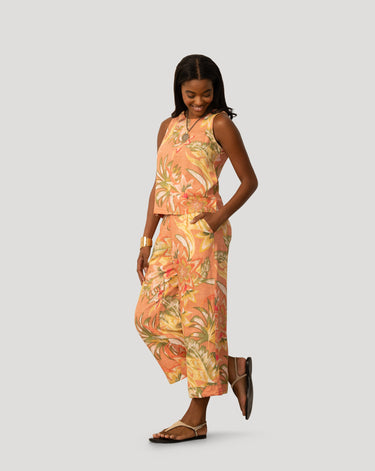 Floral Linen Blend Sleeveless Top