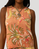 Floral Linen Blend Sleeveless Top