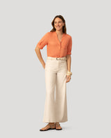 Linen Blend Button Front Top