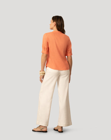 Linen Blend Button Front Top