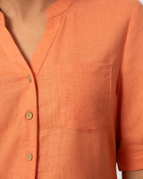 Linen Blend Button Front Top