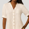 Linen Blend Button Front Top