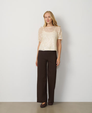 Sequin Lace Tie-Back Top