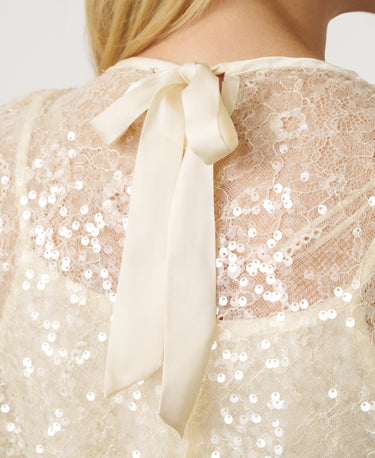 Sequin Lace Tie-Back Top