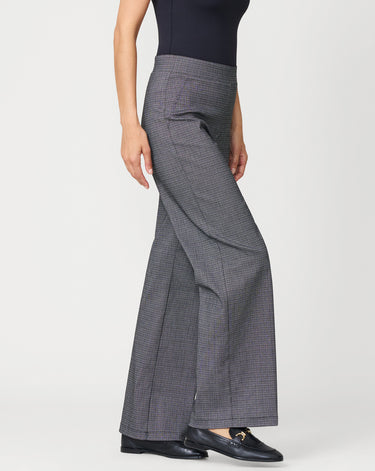 Micro Grid Wide Leg Pull On Pant