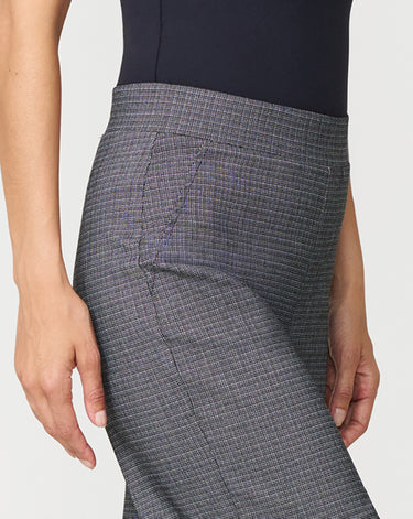 Micro Grid Wide Leg Pull On Pant