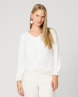 Sequin Twist Front Mesh Top