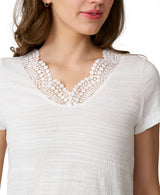 Crochet Lace V-Neck T-Shirt