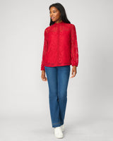 Lace Trim Mock Neck Top