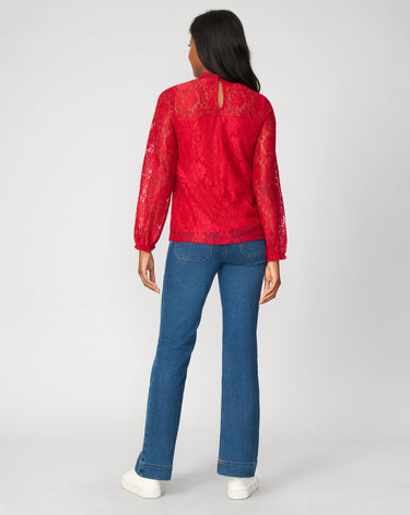 Lace Trim Mock Neck Top