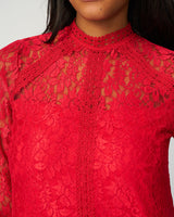 Lace Trim Mock Neck Top