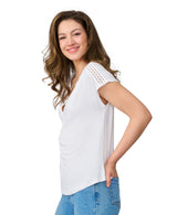 Braided Crochet Trim Pleated Top