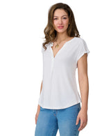 Braided Crochet Trim Pleated Top