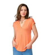 Braided Crochet Trim Pleated Top