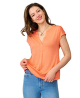 Braided Crochet Trim Pleated Top