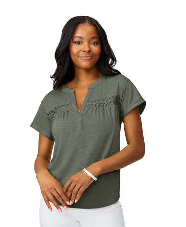 Shirred Detail Short Sleeve Top