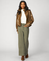 Ruffle Lace Stretch Mock Neck Top