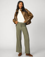 Ruffle Lace Stretch Mock Neck Top