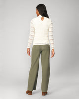 Ruffle Lace Stretch Mock Neck Top