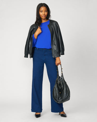 Chiffon Sleeve Soft Knit Top