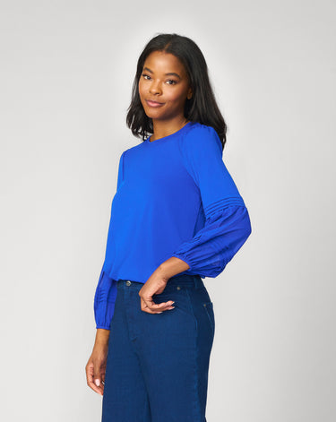 Chiffon Sleeve Soft Knit Top