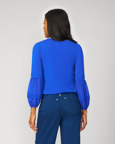 Chiffon Sleeve Soft Knit Top