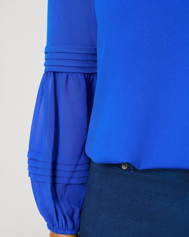 Chiffon Sleeve Soft Knit Top