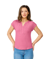 Embroidered Henley Top