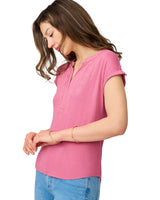 Embroidered Henley Top