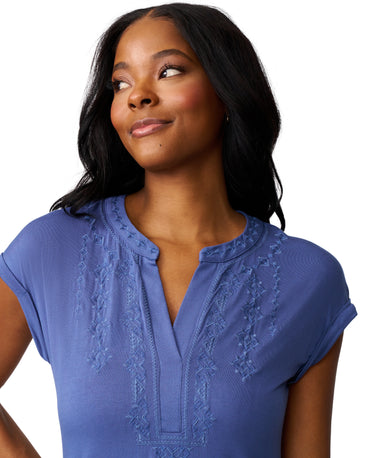 Embroidered Henley Top