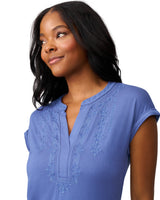 Embroidered Henley Top