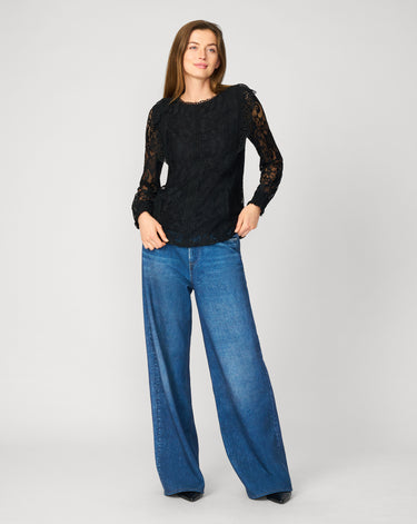 Boho Ruffle & Crochet Trim Lace Top