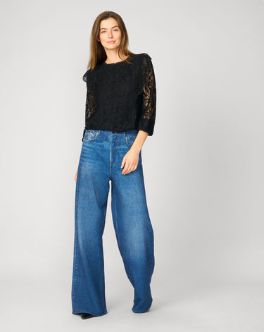 Boho Ruffle & Crochet Trim Lace Top