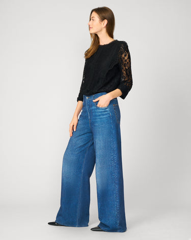 Boho Ruffle & Crochet Trim Lace Top