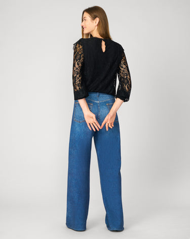 Boho Ruffle & Crochet Trim Lace Top