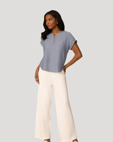 Textured Split Neck Relaxed Top