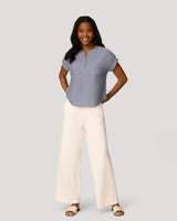 Textured Split Neck Relaxed Top