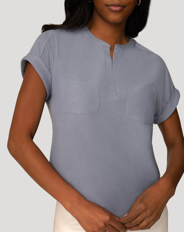 Textured Split Neck Relaxed Top