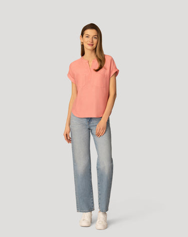 Textured Split Neck Relaxed Top