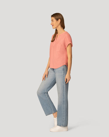 Textured Split Neck Relaxed Top