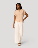 Textured Split Neck Relaxed Top