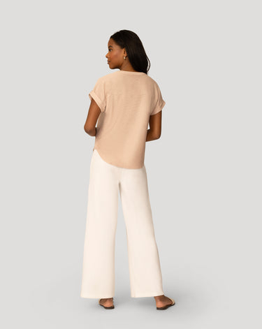 Textured Split Neck Relaxed Top